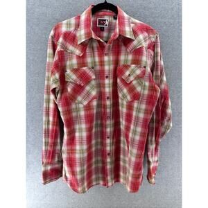 Brooks & Dunn Collection Mens sz M Snap Plaid Red & Green Western Collared Shirt